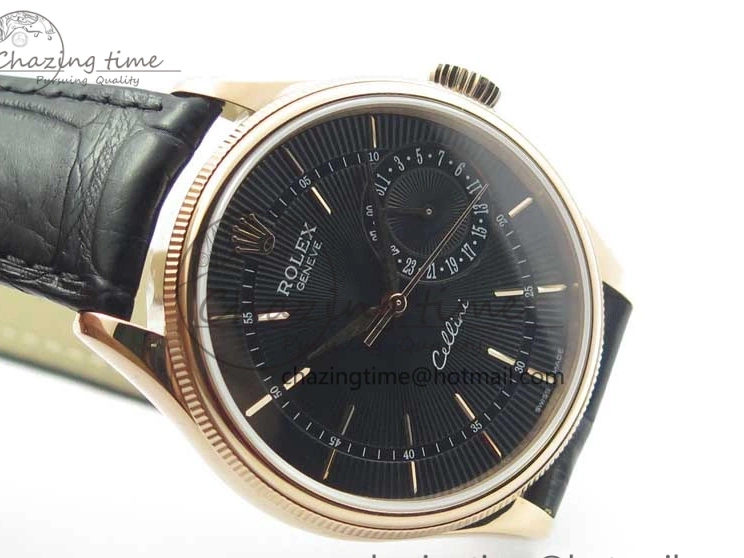 Markers Edition on Date BP Real Stick Cellini Black SA3165 RG 50519 Best Black Maker Dial Strap Leather 0725